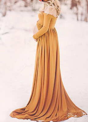 

Cotton Front Slit V-neck Maternity Photoshoot Dress