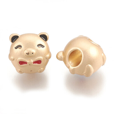 

Alloy Enamel European Beads Large Hole Beads Matte Style Pig Matte Golden 13x12x11mm Hole 4mm