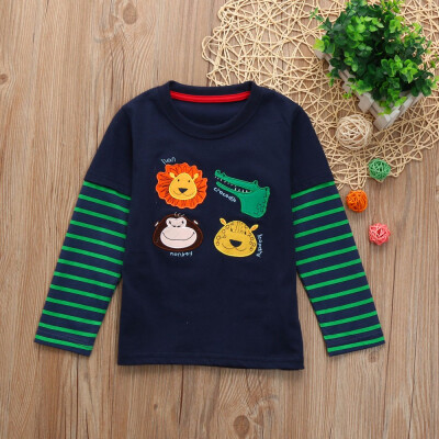 

Child Kid Infant Cartoon Embroidery Striped Tops Blouse T-shirt Outfit Clothes