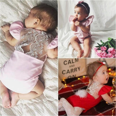 

Top Baby Kids Girls Infant Lace Romper Jumpsuit Bodysuit Cotton Clothes Outfit