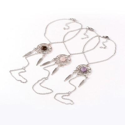 

316 Stainless Steel Anklets Barefoot Sandles with Gemstone&Alloy Findings 230mm