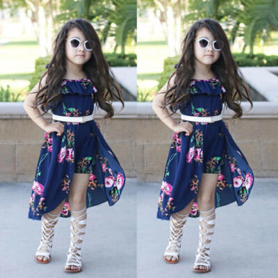 

UK Toddler Baby Girls Kids Off Shoulder Dress Romper Bodysuit Jumpsuit Outfits