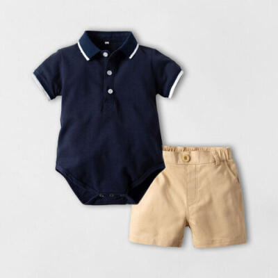 

Newborn Toddler Baby Boy Summer Gentleman Clothes Set PantsShirt Tops Outfits