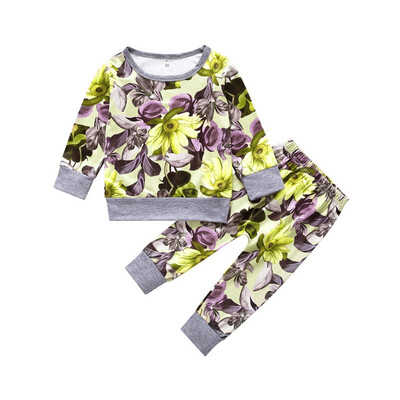 

Baby Girl Floral Printing Long Sleeve Top And Trousers Kit Kids Cotton Two-piece Outfit Soft Set Cute Baby Girl Clothes 0-3Y