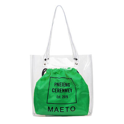 

2pcsset Transparent Shoulder Handbags Women Drawstring Top-handle Totes