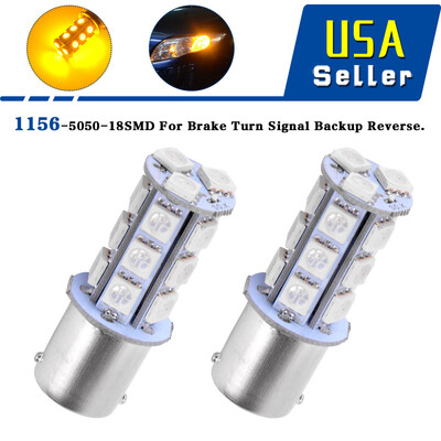 

10x AmberYellow 1156 BA15S 18SMD Tail Brake Backup Reverse LED Light bulbs 7527