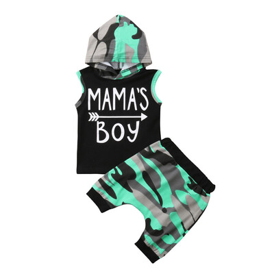 

Newborn Baby Boy Kids Summer Hoodie Top Camouflage Pants Clothes Outfit Set