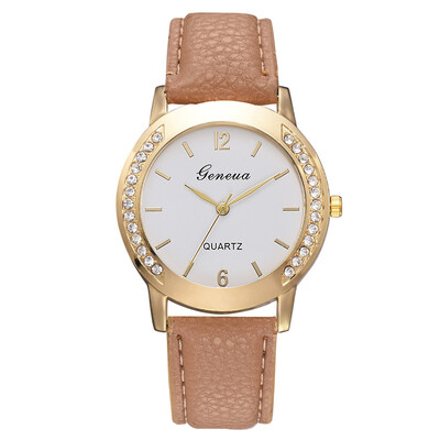 

Casual ladies alloy quartz watch fashion crocodile pattern PU leather watch on both sides of the diamond fashion watch