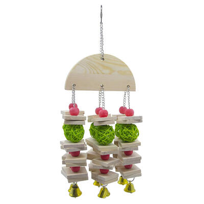 

Parrot Toy Rattan Ball Climbing Ladder Bird Bite Hanging Cage Toys wBell