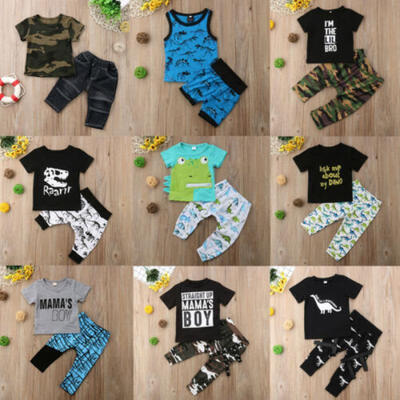 

2pcs Toddler Kids Baby Boy Summer Outfit Clothes T-shirt TopShorts Pants Set