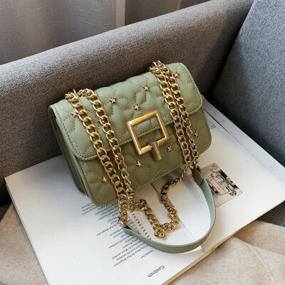 

The Korean version of Joker bag small fresh badge chain bag new 2019 fashion womens bag shoulder slung small square bag