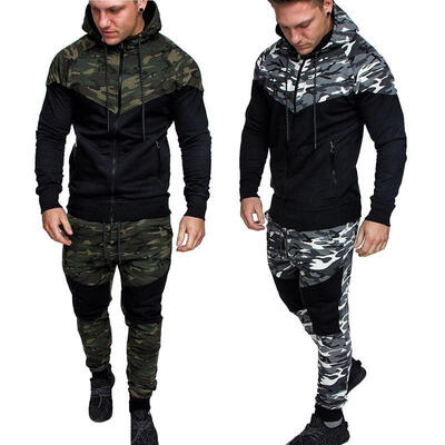 

Men´s Tracksuit Hoodies Sweatshirt Pants Sets Sport Wear Zipper Casual Suit 2Pcs