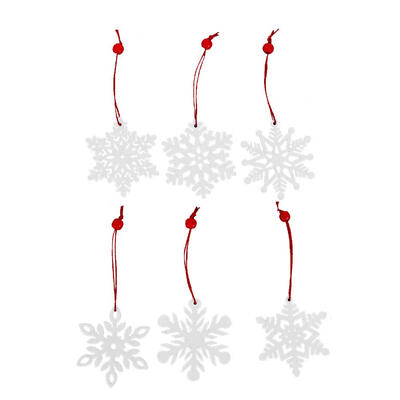 

6pcs Wood Snowflake Christmas Hanging Decorations New Year Party Ornament