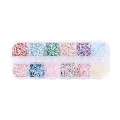 

12 Grids Nail Glitter Sequins Round Love Flakes Laser Powder Nail Art Decor