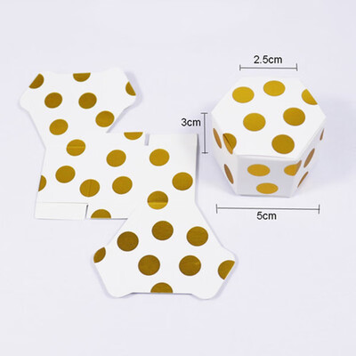 

FUNNYBUNNY5pcs Mini StripeDots Golden Bronzing Color Hexagon Wedding Chocolate Box Candy Box Baking Package Wedding Party Decor