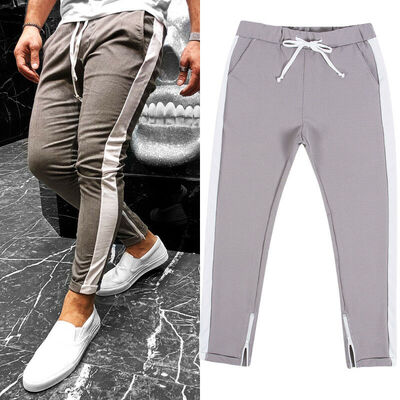 

Mens Tracksuit Bottoms Skinny Jogging Joggers Sweat Pants PlaidChecks Trousers