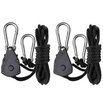 

2-Pack Ratchet 18 Inch Adjustable Heavy Duty Tie Down Rope Carabiner Hook Clip Hanger 150lb Capacity for Grow Light Luggage Strap