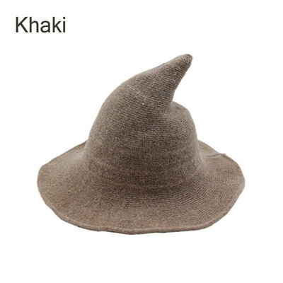 

Witch Hat Diversified Along The Sheep Wool Cap Knitting Fisherman Hat Female Fashion Witch Pointed Basin Bucket for Halloween