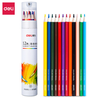 

Deli deli 12 color paper barrels student painting art sketch color lead color pencil children coloring color pen painting pen set 68122
