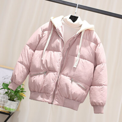 

Winter 2018 new Korean version of leisure melting letters embroidered hat false two students down jacket warm cotton jacket