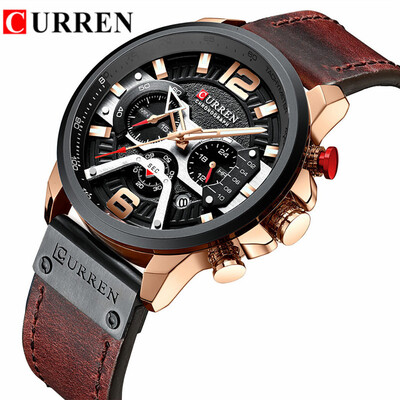 

Gobestart Mens Business Belt Watch Waterproof Calendar Casual Quartz Three Eye Watch