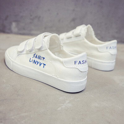 

Hook&loop white canvas shoes womens shoes 2019 summer Korean Red Joker summer casual white shoes spring tide shoes