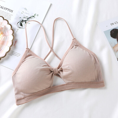

Sexy Lady Beauty Back Gather Bow Tie Tube Top Underwear Triangle Cup Bra