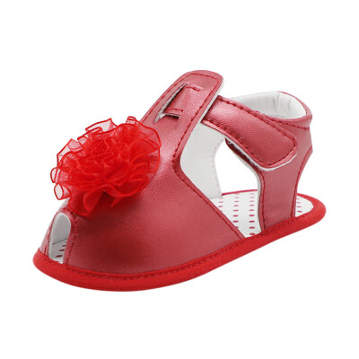 

Infant Baby Girl Solid Lace Crib Shoes Soft Sole Anti-slip Single Shoes Sandals