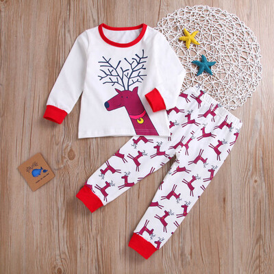

Toddler Baby Girls Boys Reineer TopPants Outfit Christmas Set Kid Clothes