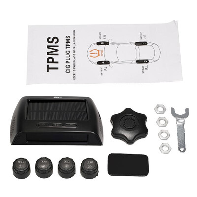 

KKmoon TPMS Wireless Real-time Tire Pressure Monitoring System Solar Energy with Clear LCD Display 4 Internal Sensors Alarm Functi