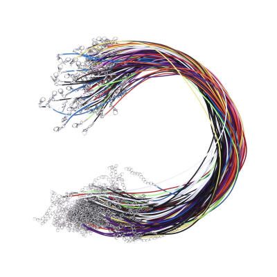

100pcs Multicolor 2mm Round Genuine Leather Cord Necklace Lobster Clasp