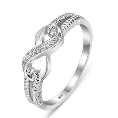 

Trendy 925 Sterling Silver Infinity Ring Men&Women Symbol AAA zircon Ring