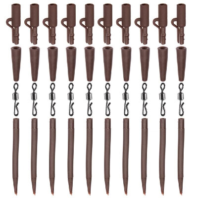 

4 Sets Anti Tangle Sleeves 40pcs Terminal Carp Fishing Tackle Safety Clips with Pins Tail Rubber Tubes Quick Change Rolling Swivel