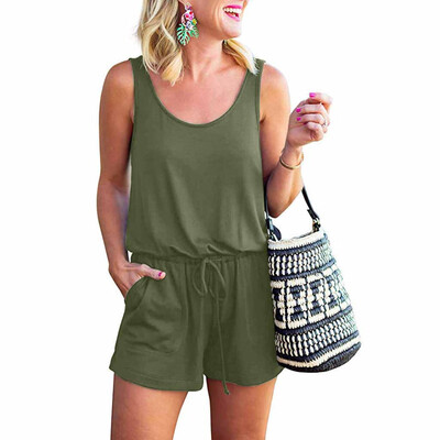 

Starmoon Womens Summer Scoop Neck Sleeveless Tank Top Short Jumpsuit Rompers