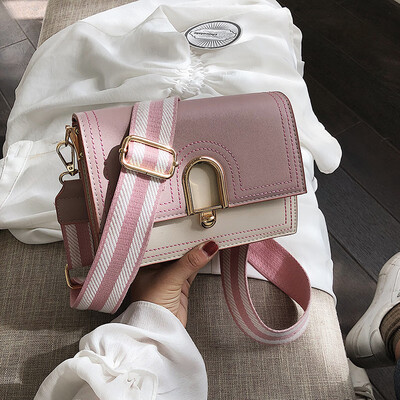 

Net red small black bag texture handbag new 2019 wild ins casual wide shoulder strap Messenger bag fashion small square bag