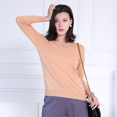 

QIANMUCHUN female V-neck cashmere bottoming shirt soft&comfortable woolen sweater 5778