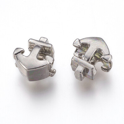 

Alloy European Beads Large Hole Beads Anchor Platinum & Golden 13x12x7mm Hole 5mm