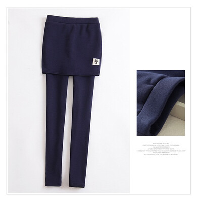 

Korean version autumn&winter new fake two leggings for women plus pile thickening outer wear show thin size bag hip skirt