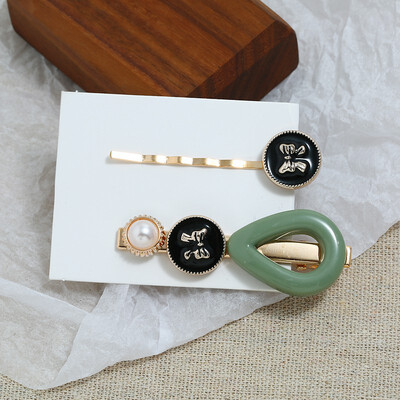 

Pearl Hair Clip Headwear Sweet Candy Color Clip Side Clip Two piece Bow Pearl Alloy Resin Hairpin Headdress Accessories