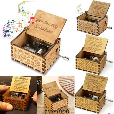 

Wooden Music Box Mom To Daughter -You Are My Sunshine-Engraved Toy Kid Gift