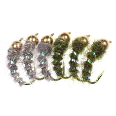 

New Arrived 6 PcsSet Copper John Bead Head Prince Nymph Flies Trout Fly Fishing Bait 12