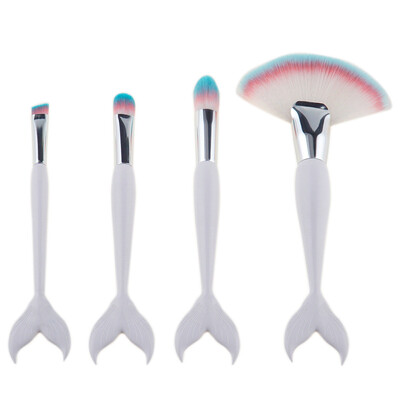 

Toponeto New 4Pcs Sector Makeup Brush Set Big Fish Tail Foundation Powder Brushs