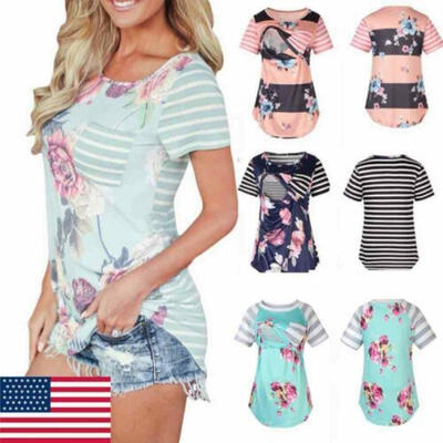 

Womens Pregnant Maternity Nursing Clothes Breastfeeding Top Dress T-Shirt Blouse