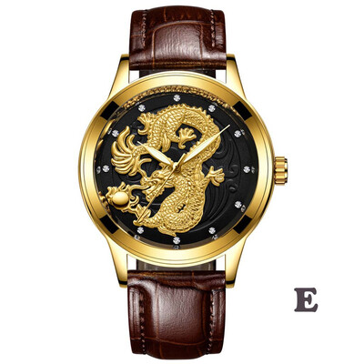 

Gobestart LongFeng Couple Table Luminous Gold Color Quartz Ultra-thin Steel Belt Watch