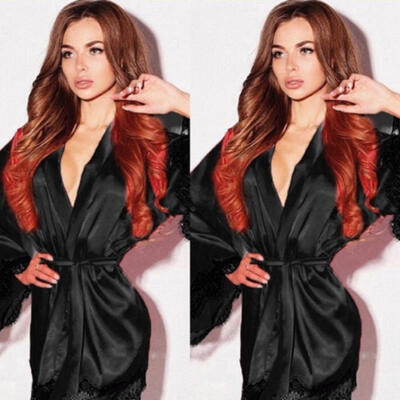 

Ladies Women Satin Silk Nightdress Lingerie Sleepwear Dress Robe Nightie Gown