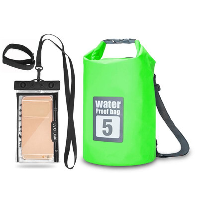 

5L 10L 15L 20L Outdoor Waterproof Dry Backpack Roll-top Floating Bag with 63 Waterproof Phone Case for Kayaking Rafting B