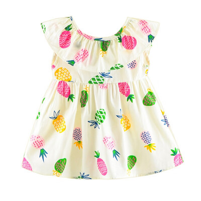 

Dresses for Girls Baby Girl Clothes Fashion Print Ribbon Bow Baby Girl Dress Sand Beach Vacation Baby Clothes Princess Dress