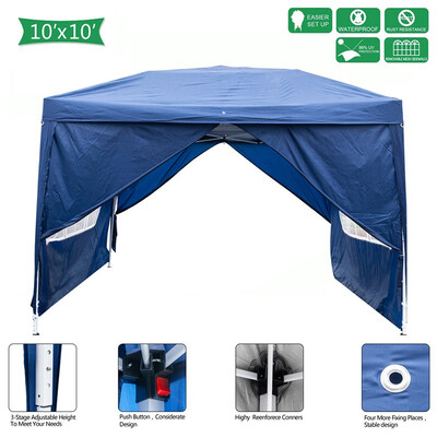 

Folding Tent 3 x 3m Two Doors & Two Windows Practical Waterproof Folding Tent Blue Pop Up Canopy