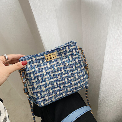 

Tailored Fashion Women Retro Weave Wool Bucket Bag Crossbody Bag Chain Shoulder Bags