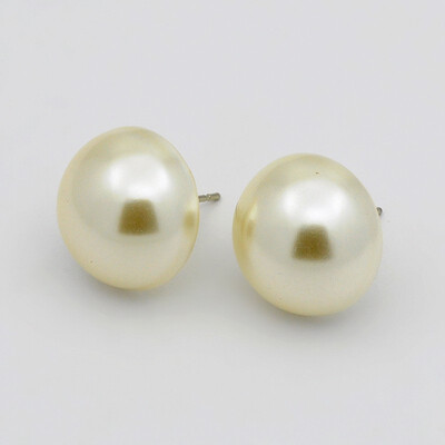 

Dome Acrylic Pearl Beaded Ear Studs with Steel Pins&Plastic Ear Nuts OldLace 20mm Pin 08mm